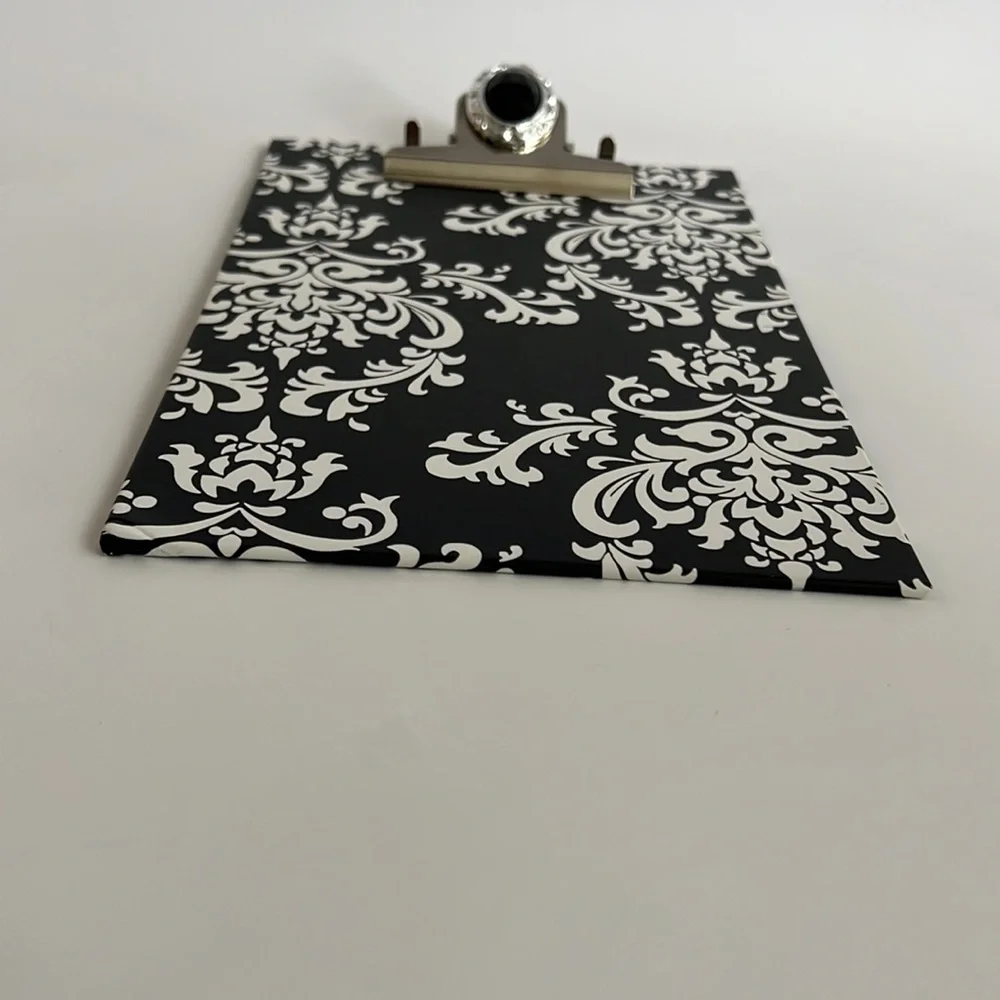 Lily McGee Black and White Damask Jeweled 6”x9” Clipboard